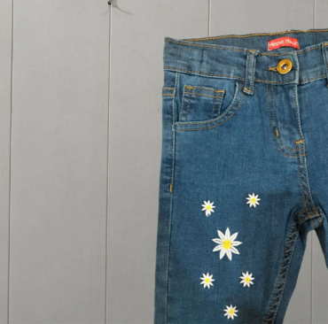Slim Fit Pent Flower Emb