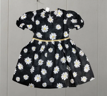 Frock Cotton Black Flower
